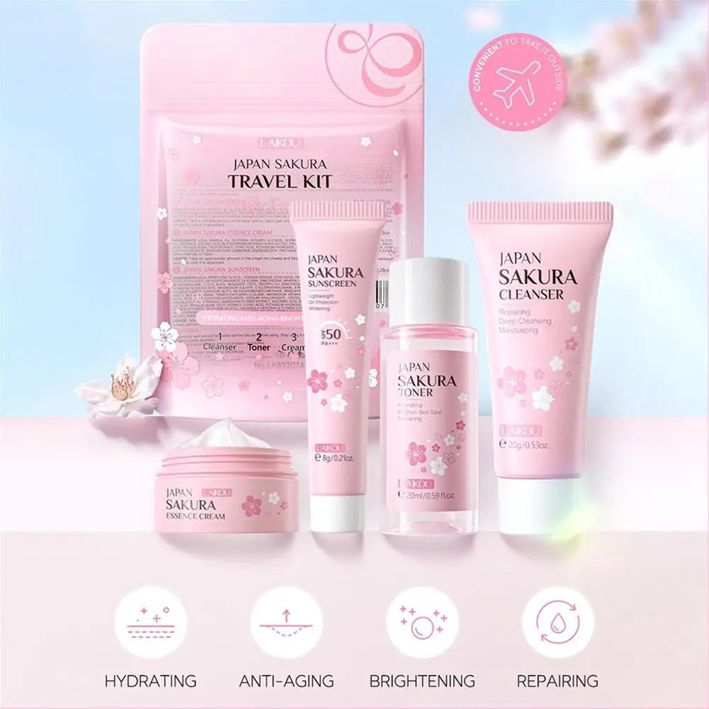 4pcsBag Sakura Skin Care Sets Facial Cleanser Face Face Toner Sunscreen