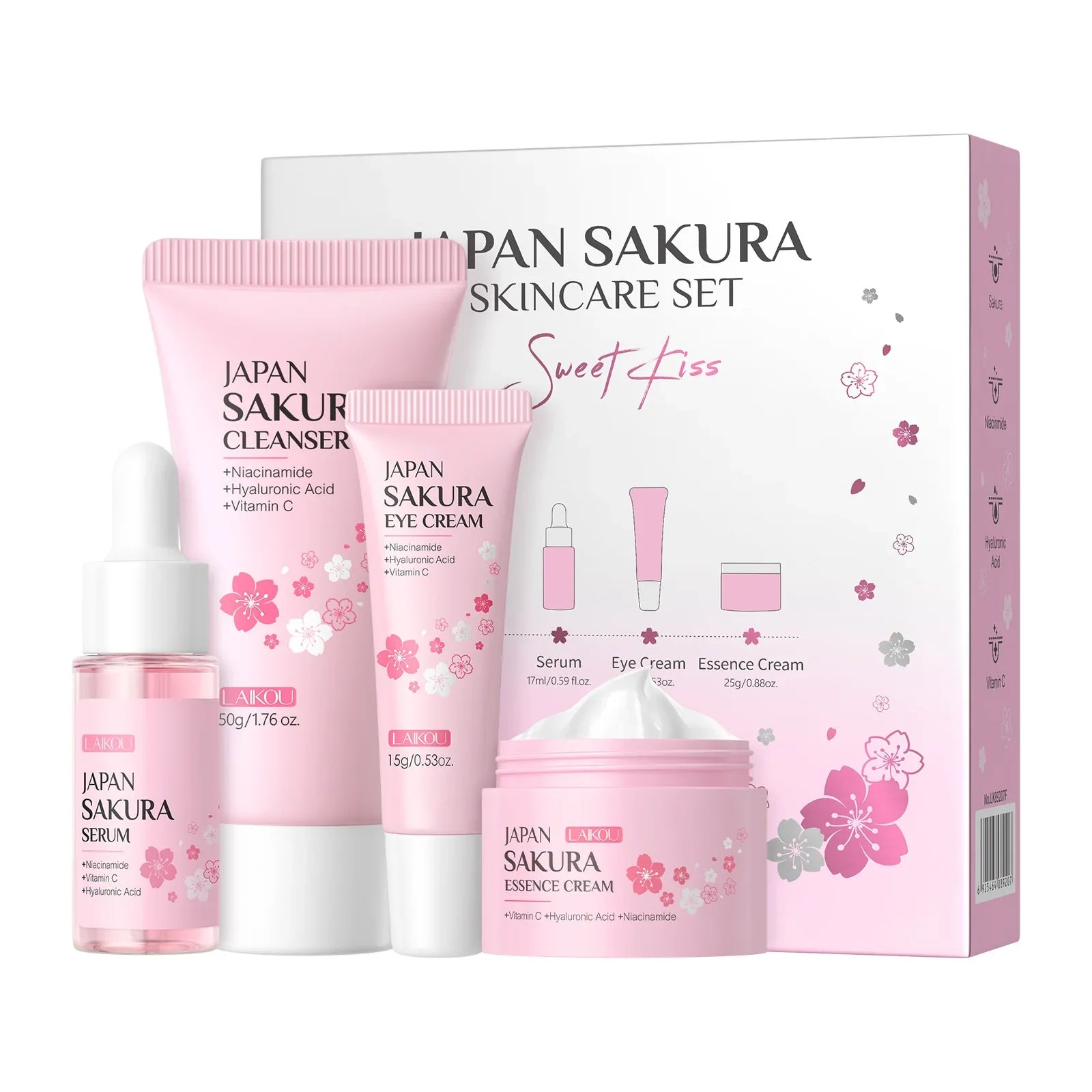 Japan Sakura Skincare Set 4pcs Hydrating Tightening Serum