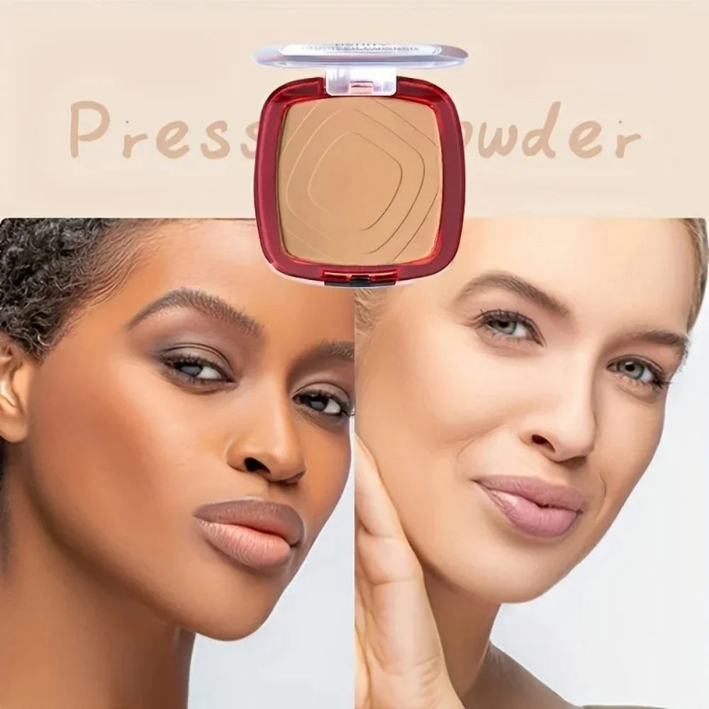Matte Set Powder Full Coverage Pressed Powder Foundation With Puff Applicator 24H Fresh Wear Weightless Finishing Powder Makeup