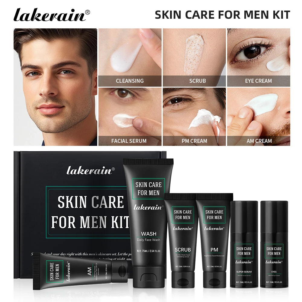 Skin Care for Men Kit Controls Oil Moisturizes Exfoliating Firming Use For Oily Dry Rough Dull Red Skin Gift for men