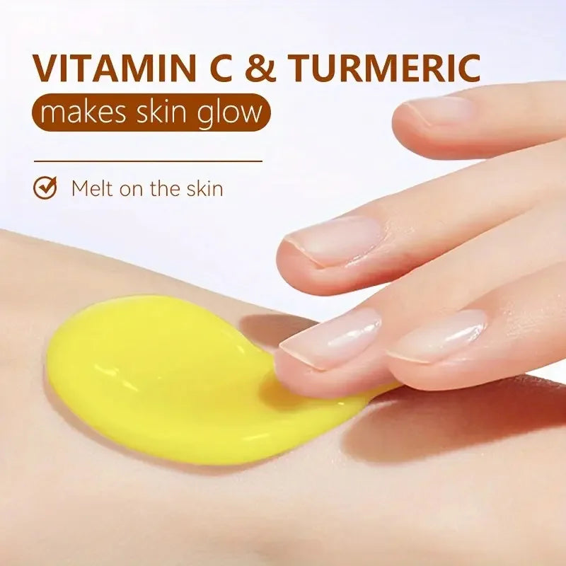 Turmeric Vitamin C Anti Aging Cream Moisturizing being applied on skin for a radiant glow.