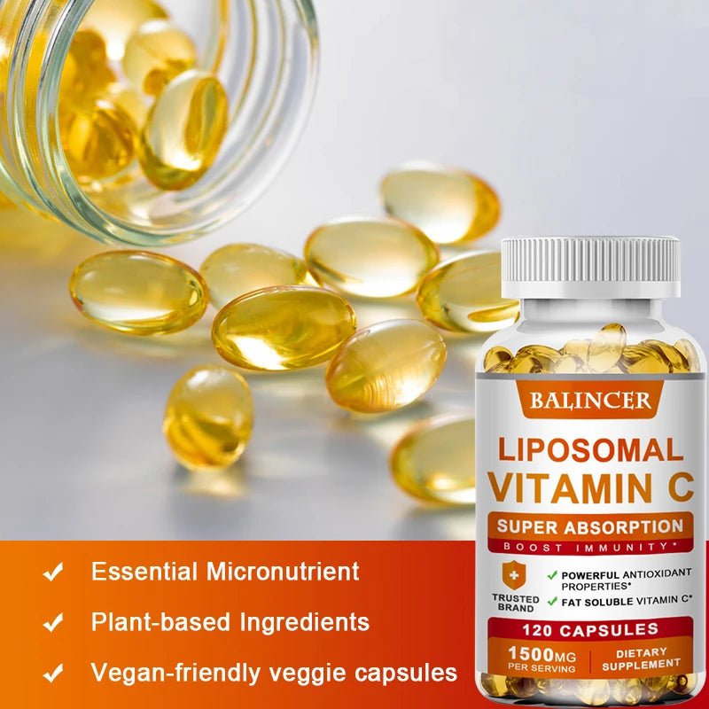 Liposomal Vitamin C Supplement - Easily Absorbed, Fat-Soluble Vitamin C, Antioxidant, Support Immune System, Promote Skin Health