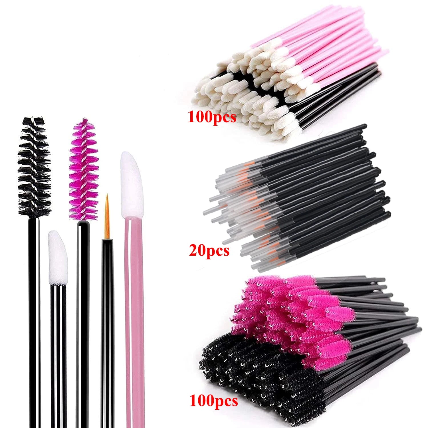 Makeup Applicators Kit Triangle Makeup Puff Mixing Palette Eyeline Mascara Wands Lip Brushes Hair Clips Powder Puffs for Face