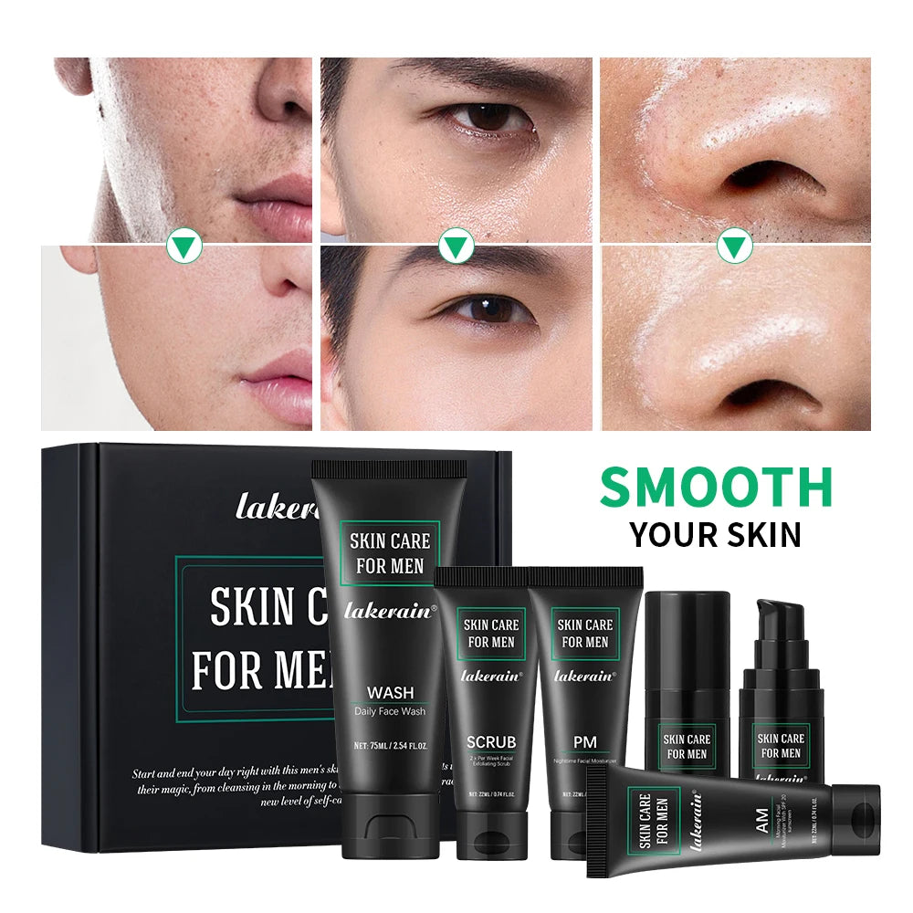 Skin Care for Men Kit Controls Oil Moisturizes Exfoliating Firming Use For Oily Dry Rough Dull Red Skin Gift for men