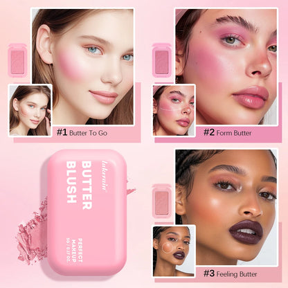 Professional Makeup Powder Blush 12HR Wear Vegan Formula Blusher Makeup Blush in Bar Cosmetics Palette Powder Pink Cream Face