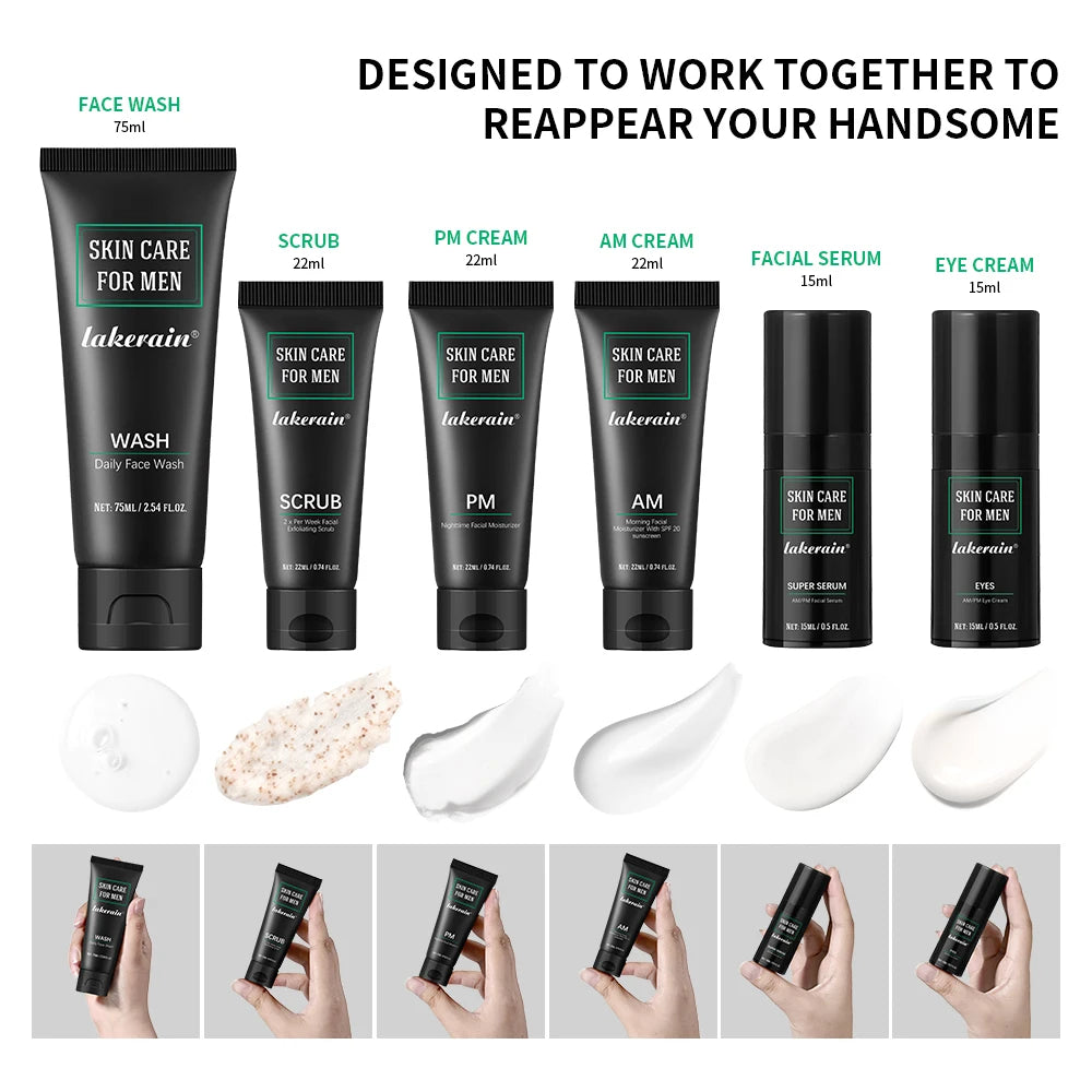 Skin Care for Men Kit Controls Oil Moisturizes Exfoliating Firming Use For Oily Dry Rough Dull Red Skin Gift for men