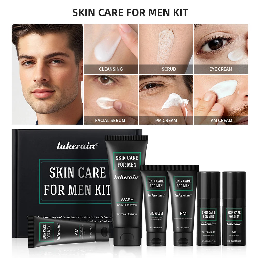 Skin Care for Men Kit Controls Oil Moisturizes Exfoliating Firming Use For Oily Dry Rough Dull Red Skin Gift for men