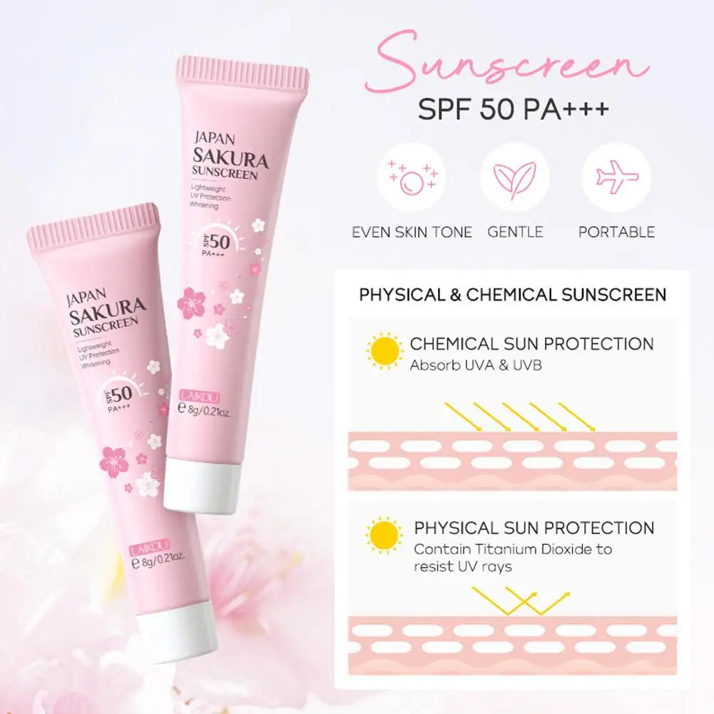 4pcsBag Sakura Skin Care Sets Facial Cleanser Face Face Toner Sunscreen 