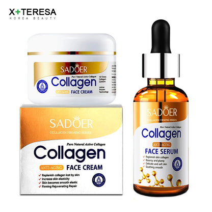 Collagen Skin Care Set Whitening Face Cream Anti-aging Firming Lifting Facial Serum Super Moisturizing Hyaluronic Essence