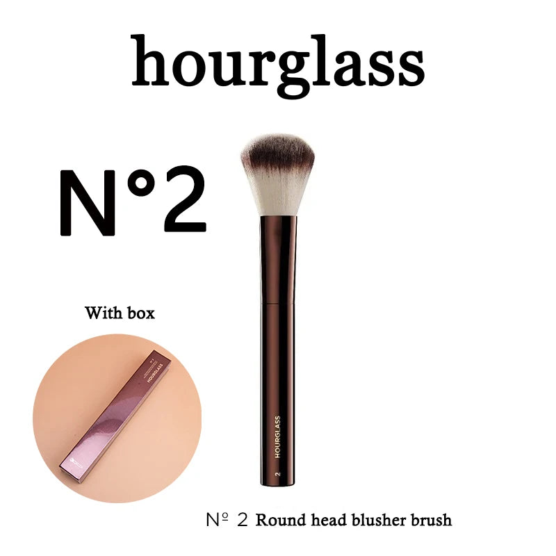 hourglass N°2 Round head blusher brush with box, ideal for applying powder foundation makeup brush set.