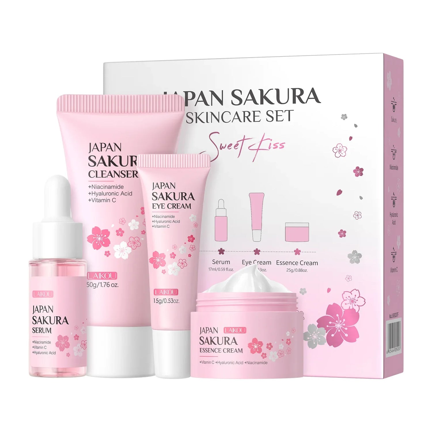 Japan Sakura Skincare Set 4pcs Hydrating Tightening Serum