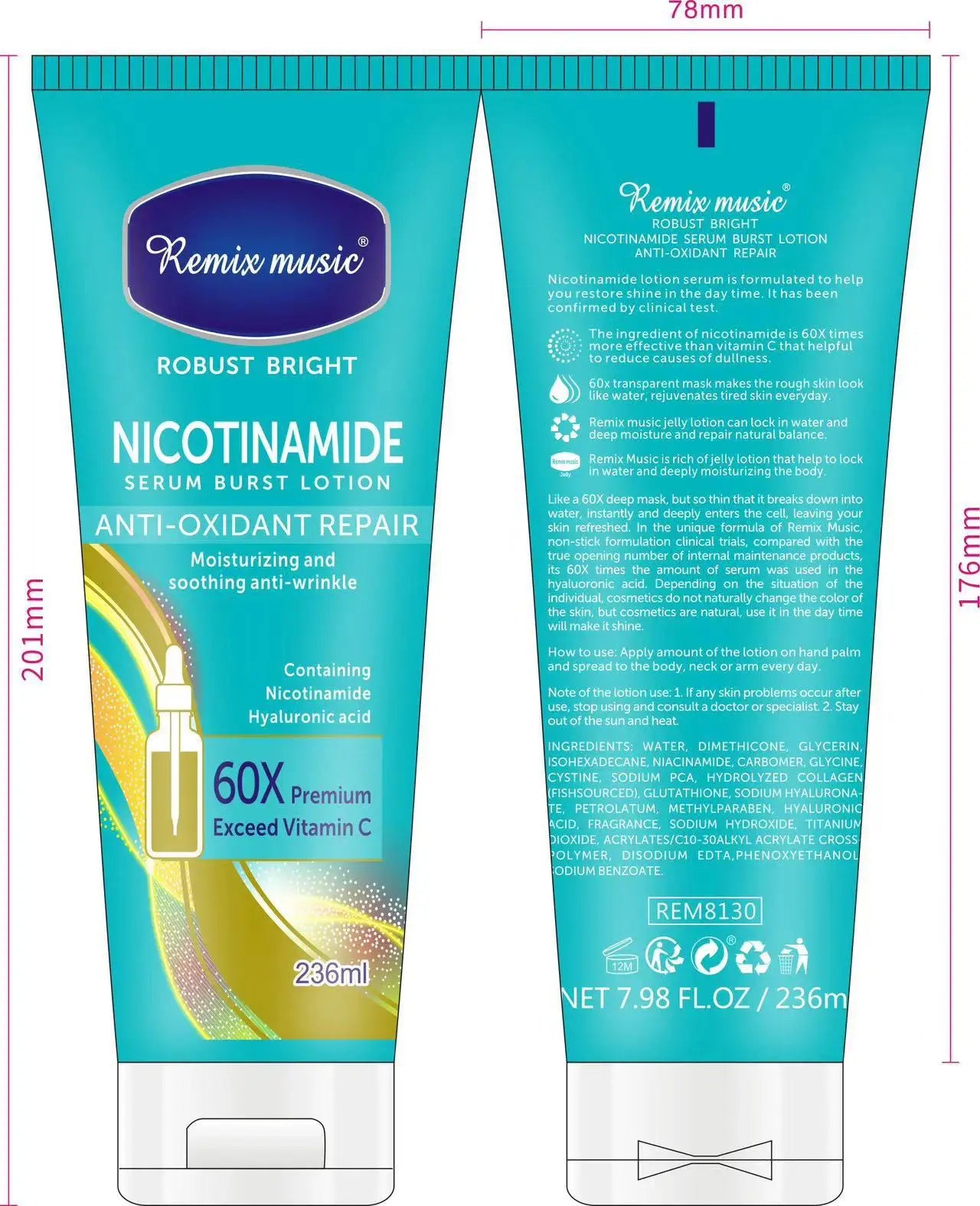 Vitamin C Skincare Body Lotion Brightens Skin Tone Hydrating Moisturizing Care