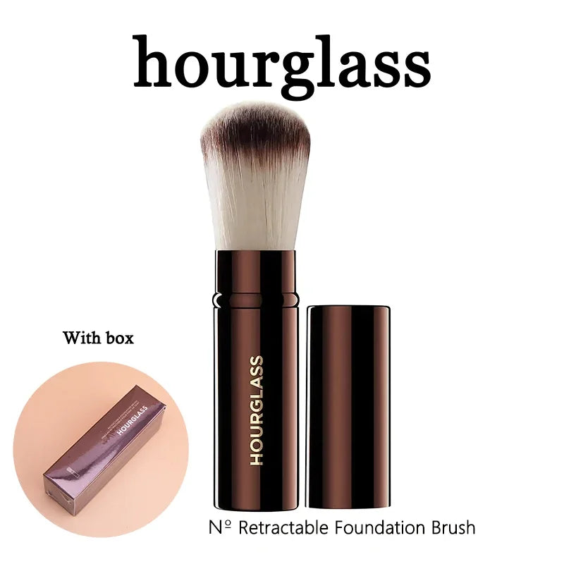 hourglass N° Retractable Foundation Brush with box, perfect for applying powder foundation makeup.