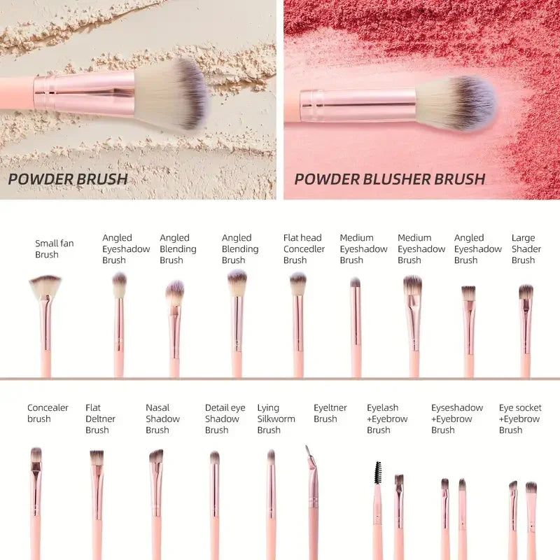 2040 Pink Makeup kit Complete Makeup Brush Set Big set includes Soft Brushes with various brush types and applications.