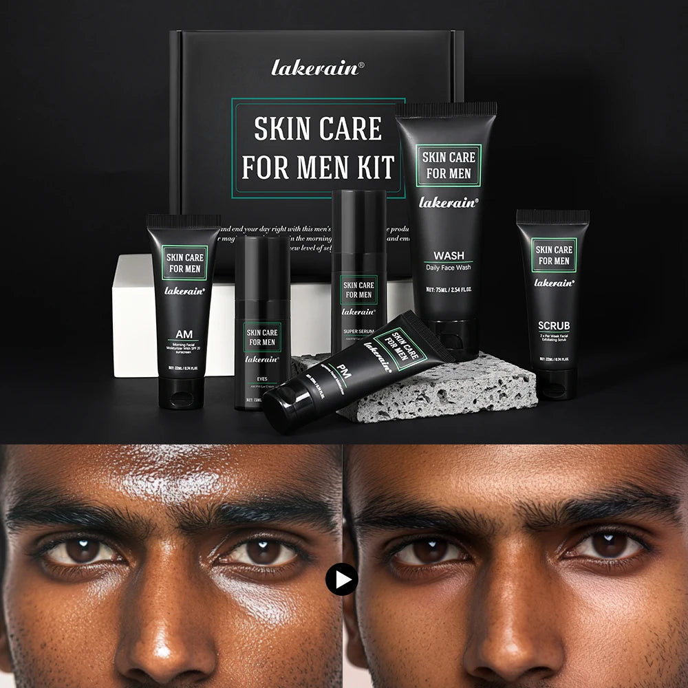 Skin Care for Men Kit Controls Oil Moisturizes Exfoliating Firming Use For Oily Dry Rough Dull Red Skin Gift for men
