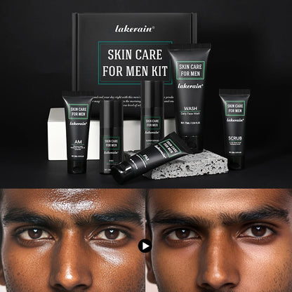 Skin Care for Men Kit Controls Oil Moisturizes Exfoliating Firming Use For Oily Dry Rough Dull Red Skin Gift for men