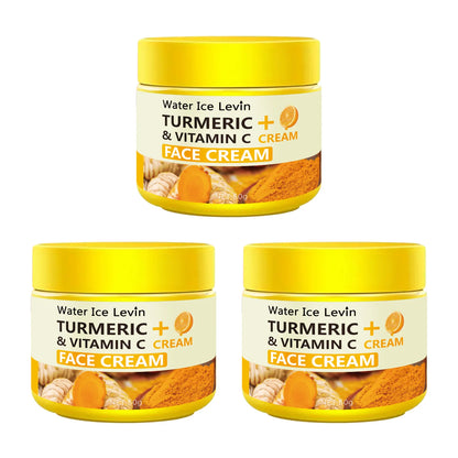 Water Ice Levin Turmeric Vitamin C Anti Aging Cream Moisturizing in three jars with a yellow lid