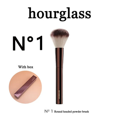 hourglass N°1 round headed powder brush with box for flawless application of powder foundation makeup.