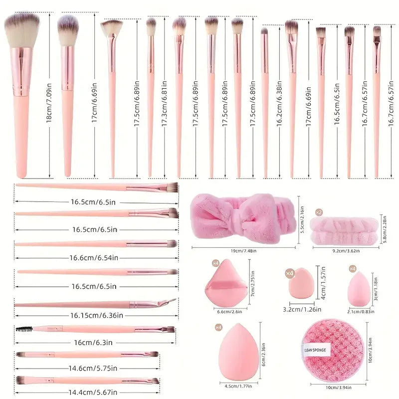 2040 Pink Makeup kit Complete Makeup Brush Set Big set includes Soft Brushes with various sizes and shapes.