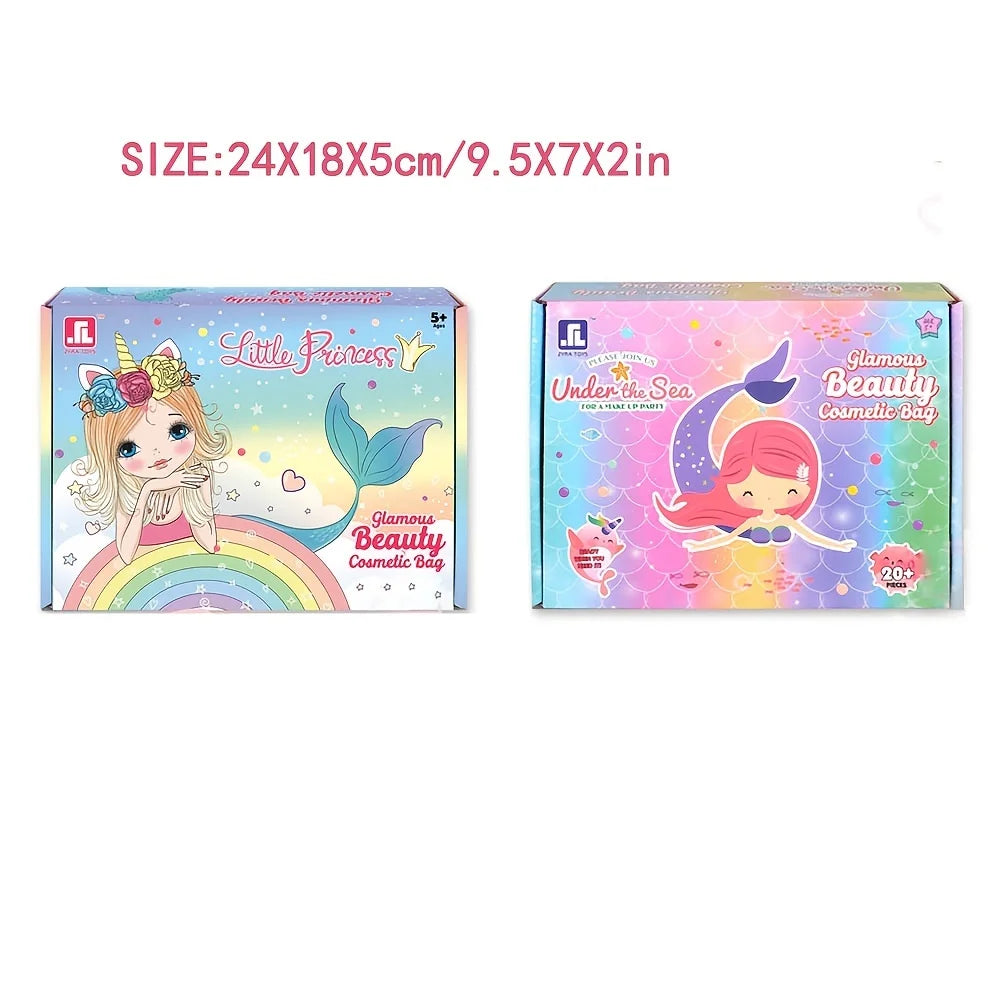 Kids Makeup Kit for Girl - 20 Pcs Real Washable Non-Toxic Girls Makeup Kit for Kids with Cute Princess Cosmetic Purse, Play Make