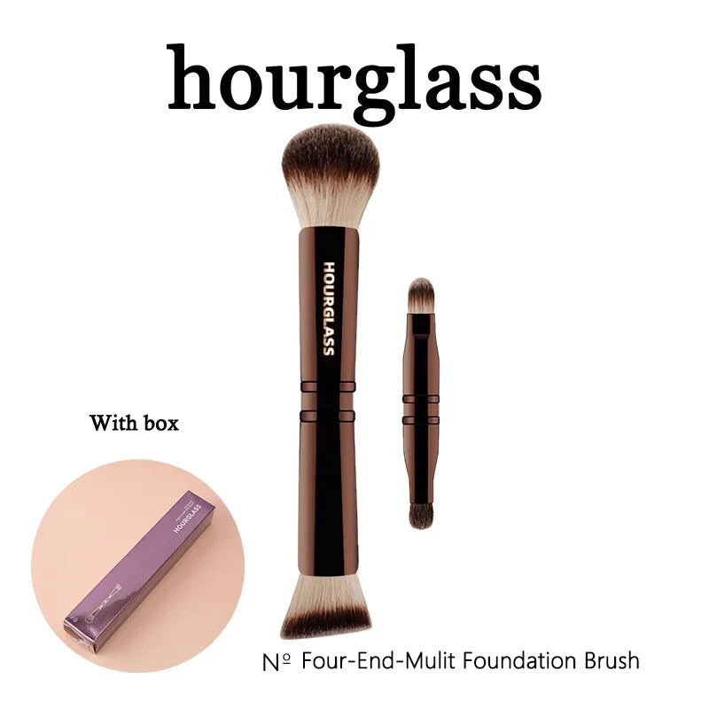 hourglass N° Four-End-Mulit Foundation Brush with box for versatile makeup application.