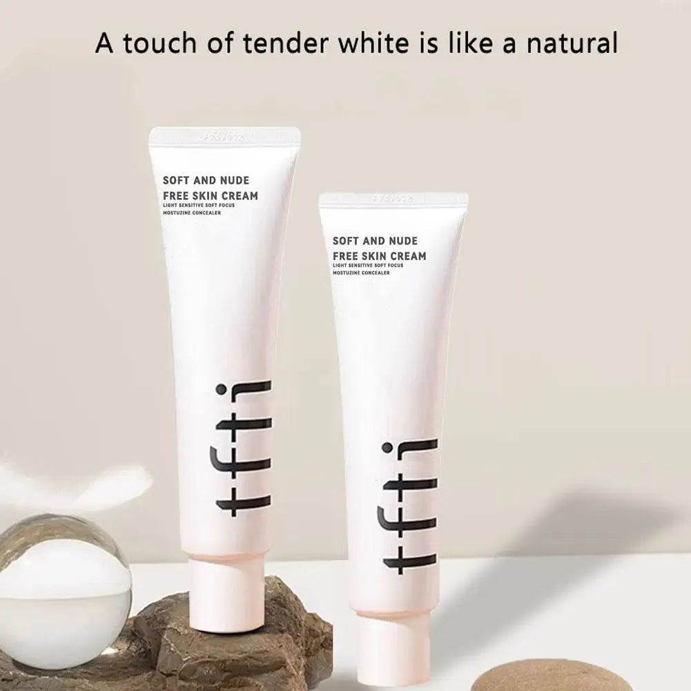 TFIT facial makeup kit featuring soft and nude free skin cream in elegant tubes on a stylish setup.