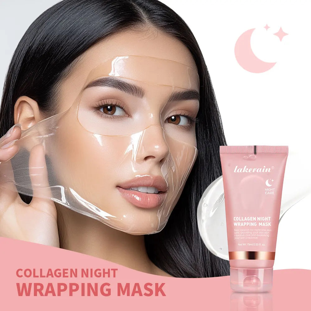 Lakerain Collagen Night Wrapping Mask Elasticity Hydration Care Reduces Sagging &amp; Dullness Hydrolyzed Collagen For Glowing Skin