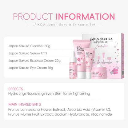 Japan Sakura Skincare Set 4pcs Hydrating Tightening Serum