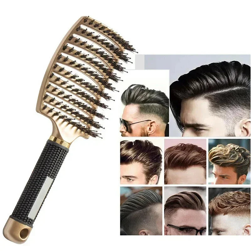 Hair Brush Scalp Massage Comb Hairbrush Boar Bristle Nylon Women