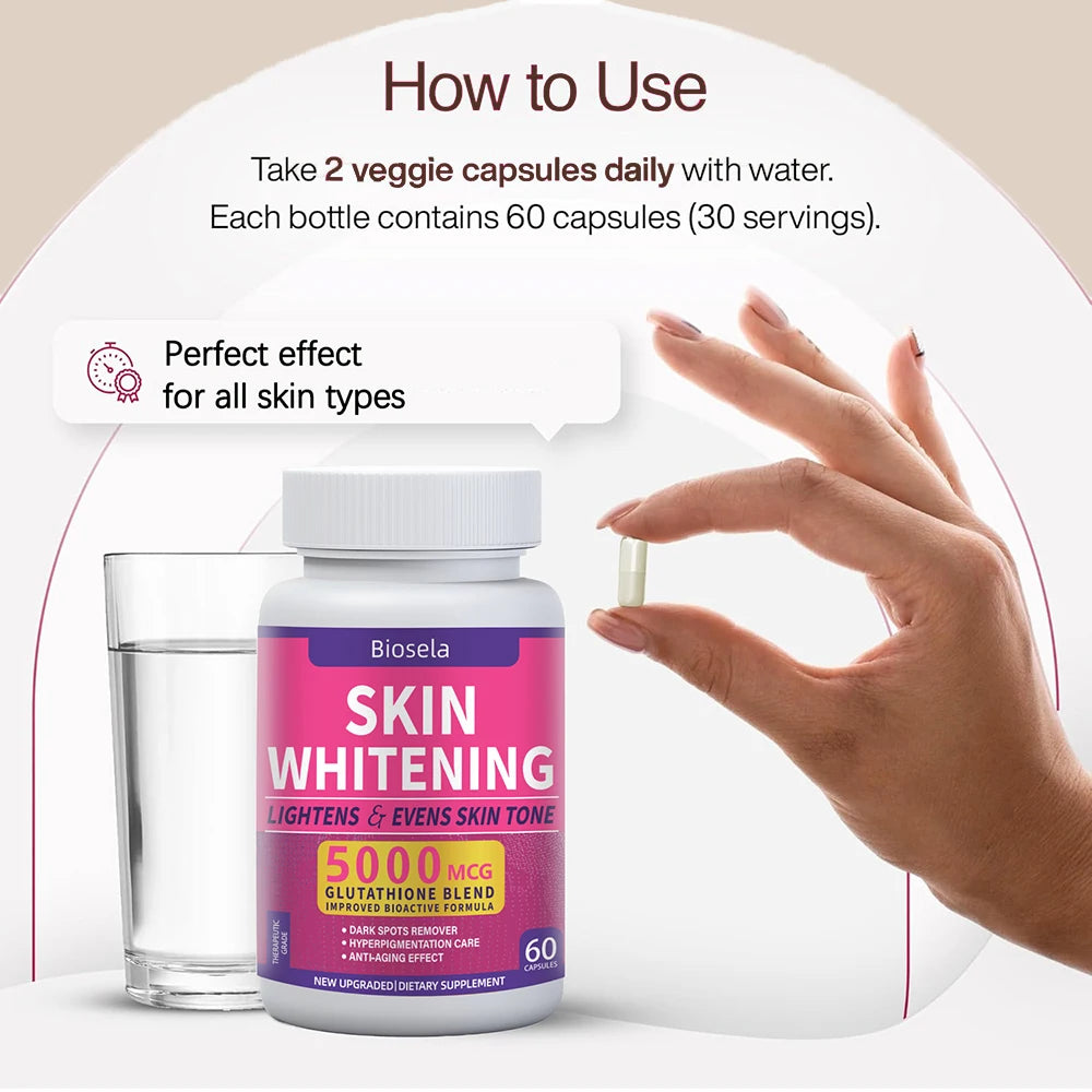 Foods Supplement Glutathione 5000mcg Vitamin C Skin Tone 