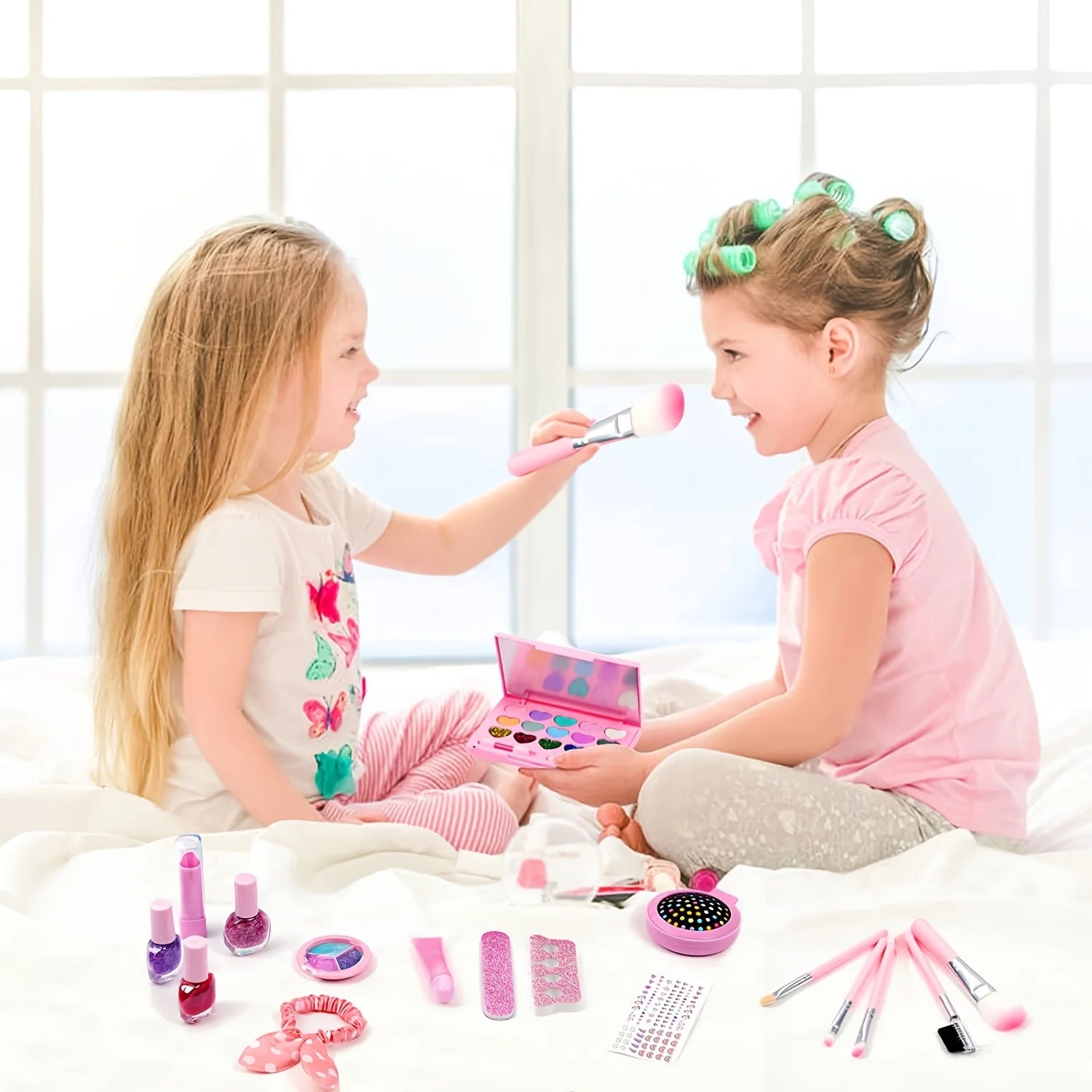 Kids Makeup Kit for Girl - 20 Pcs Real Washable Non-Toxic Girls Makeup Kit for Kids with Cute Princess Cosmetic Purse, Play Make